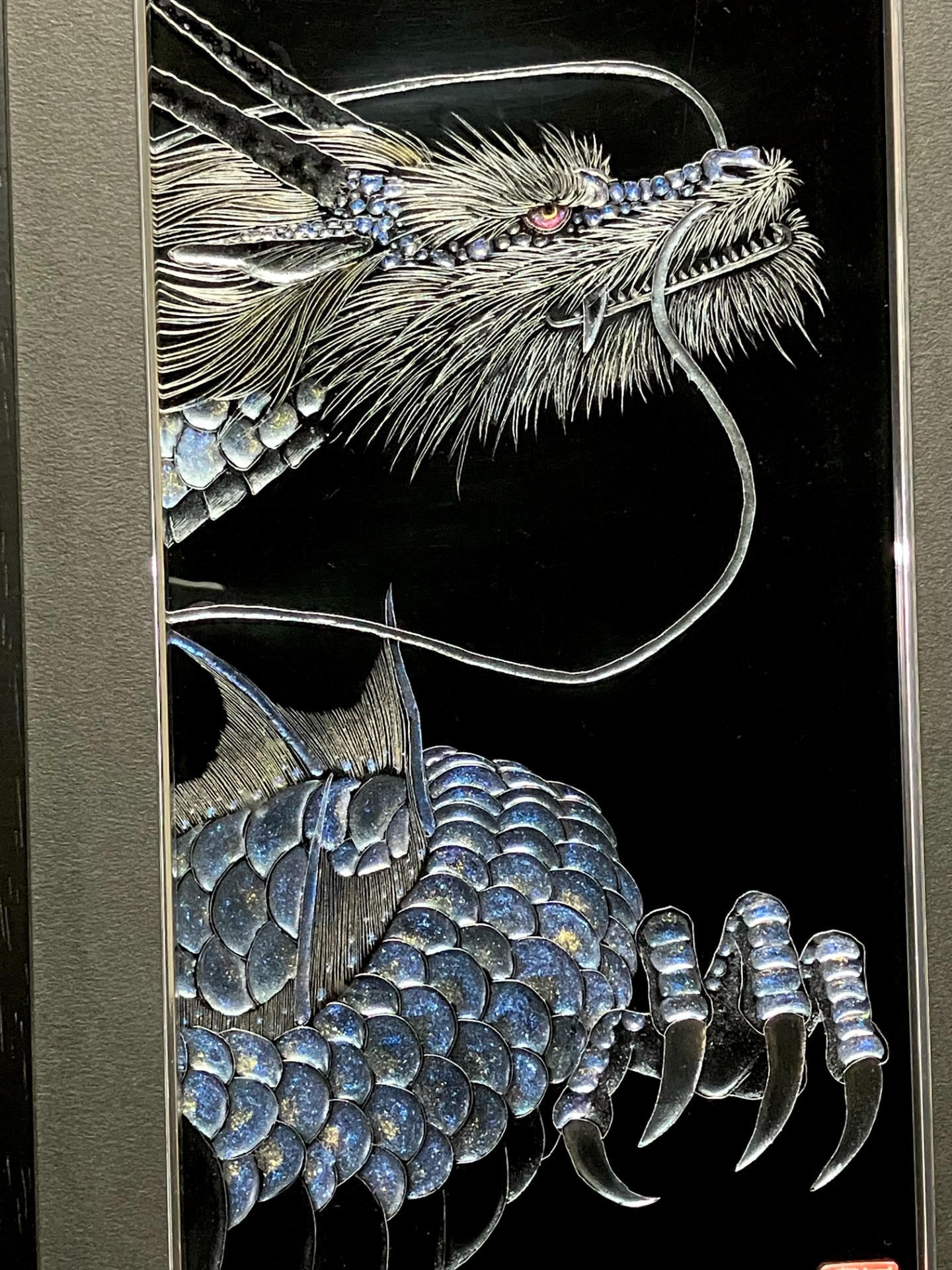 手描き龍神図 アルミ製フレーム付き